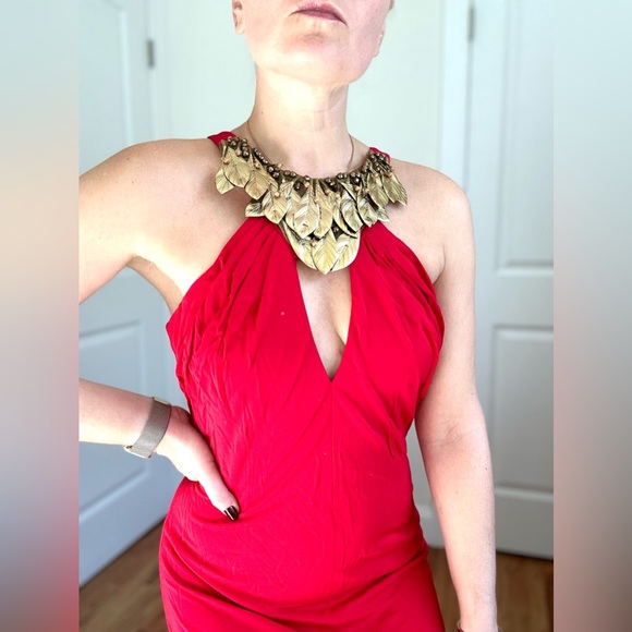 Gorgeous Jersey Knit Embellished Necklace Black Tie Evening Gown - Picture 8 of 9